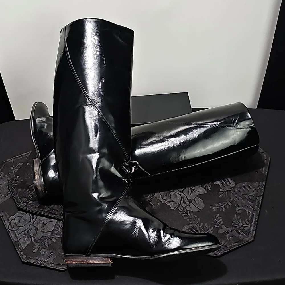 Italian Black Leather Riding Boots - Picture 4 of 9